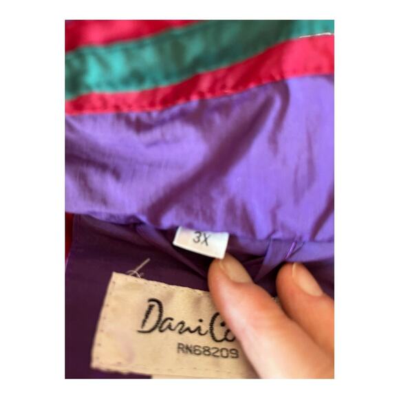Vintage 80s 90s Dani Colby Retro Color Block Ski Snowboard Jacket Size 3X - Picture 9 of 11